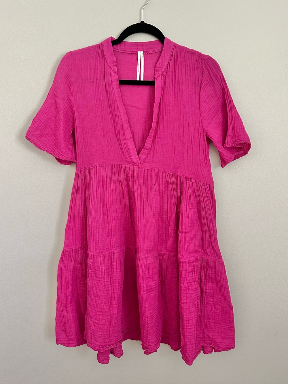 Anthropologie Pink Gauze Babydoll Dress Small Cottagecore Mini Dress Flowy Airy